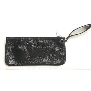 Hobo wristlet clutch - black patent leather